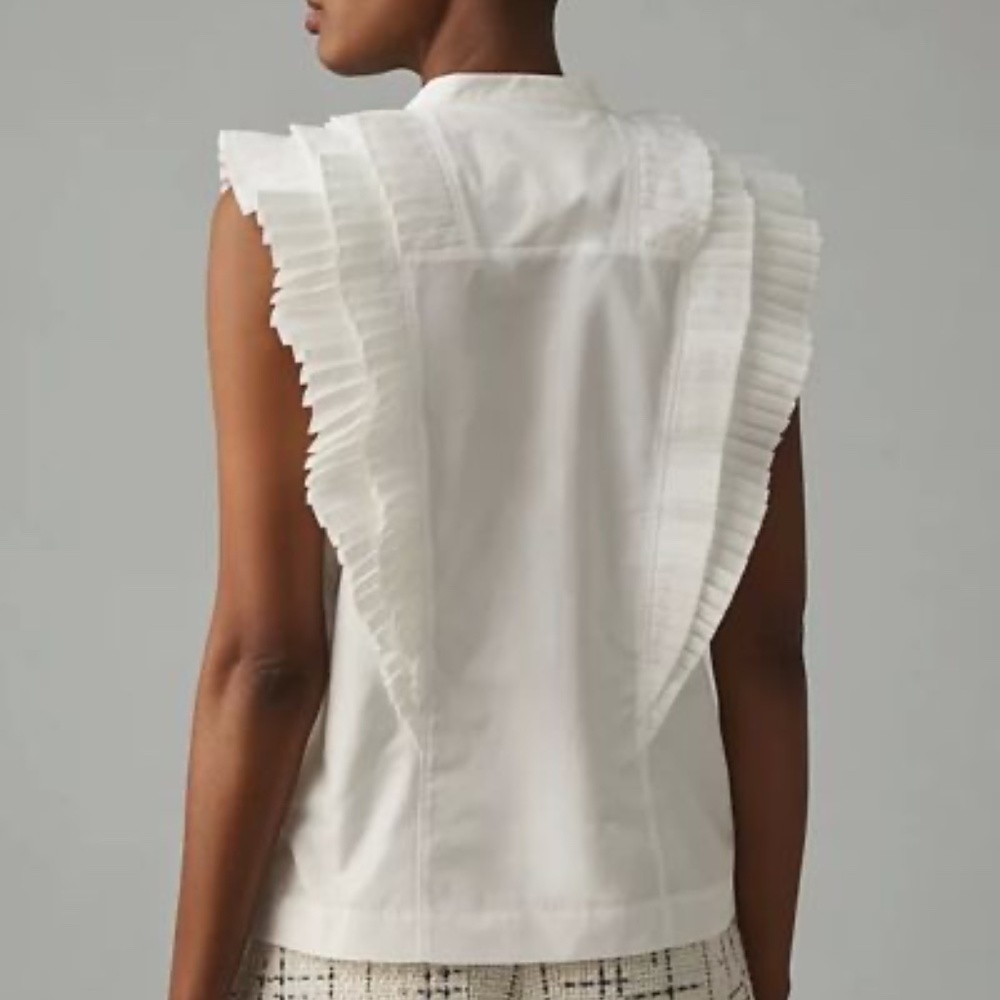 NWT Anthropologie Maeve Sleeveless Ruffle Blouse XS - Picture 7 of 10